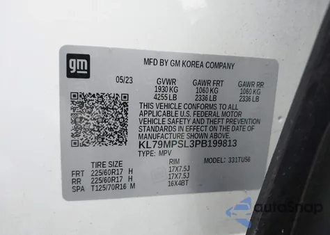 2023 Chevrolet Trailblazer Fwd Lt из США, поврежденный, VIN KL79MPSL3PB199813